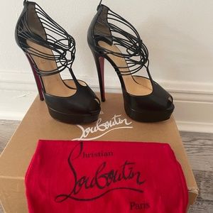 Christian Louboutin Confusalta Strappy Platform Red Sole Sandal, Black, Size 36
